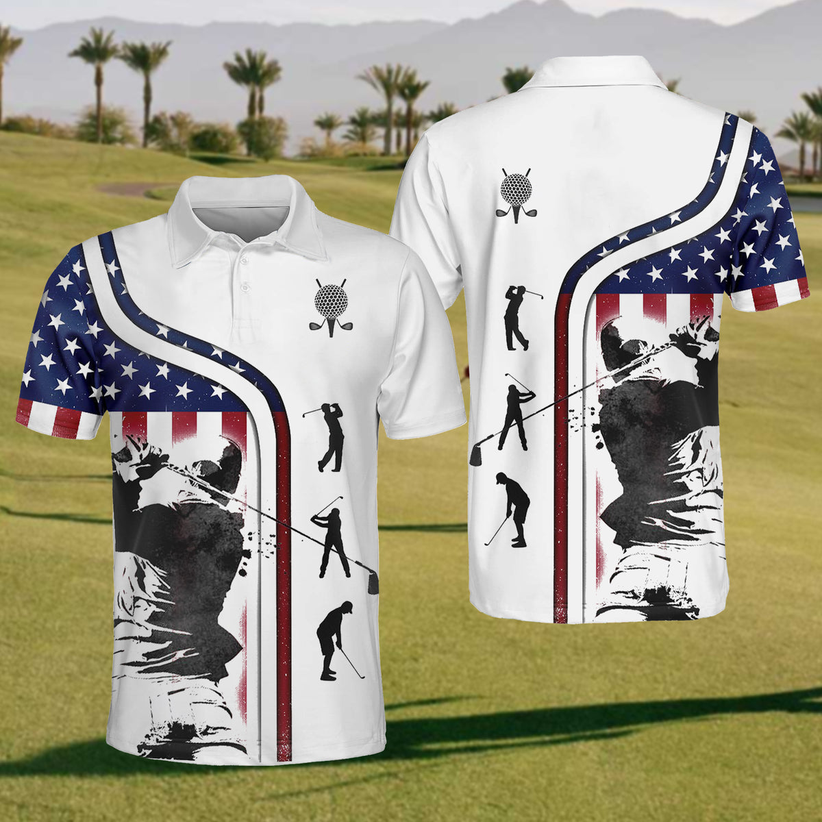 Mens Flag Golf Polo Shirt Cozypantsus 7090