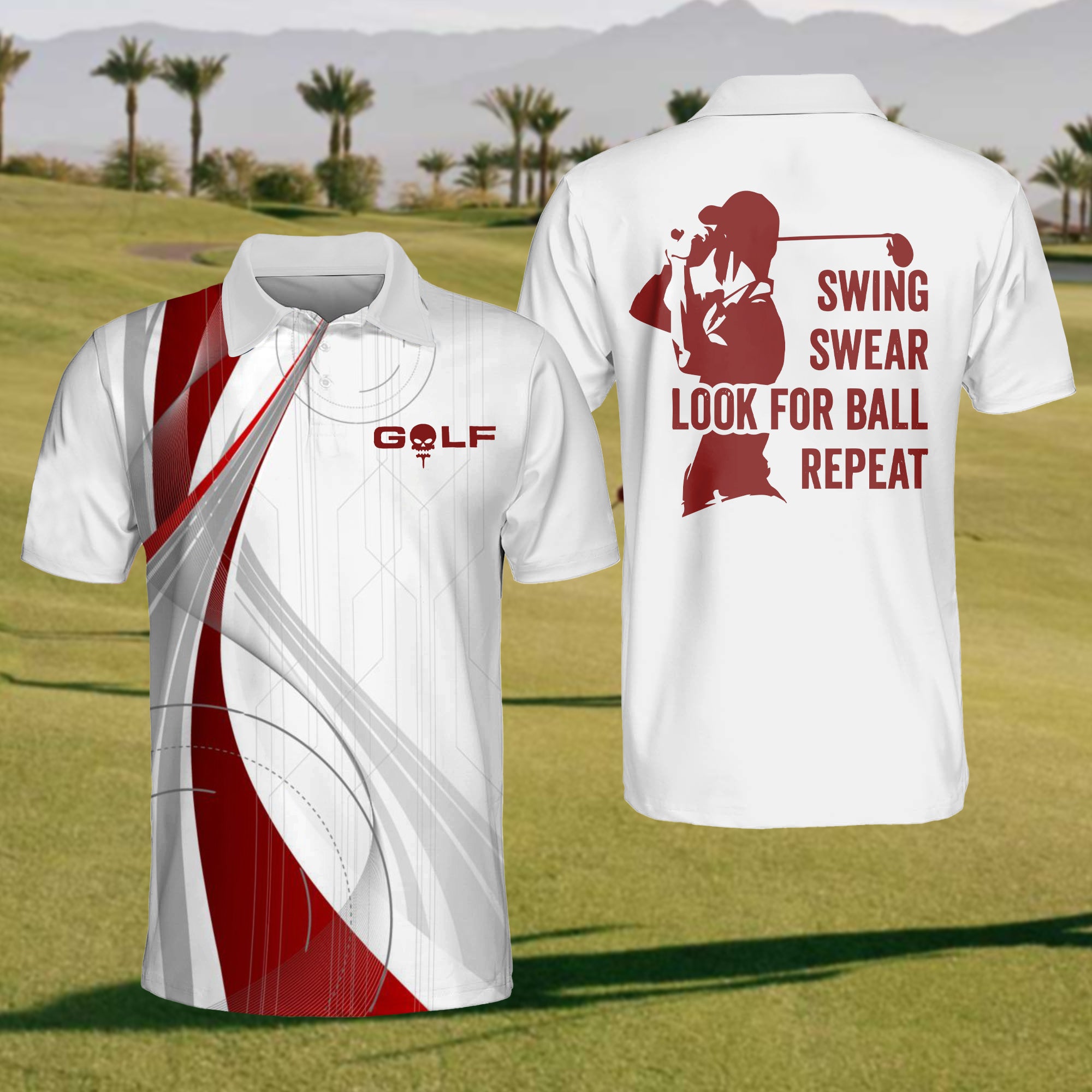 Men's Swing Swear Look For Ball Repeat Golf Polo Shirt – cozypantsus