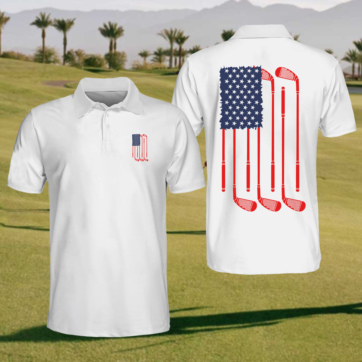 American Flag White Mens Golf Polo Shirt – cozypantsus